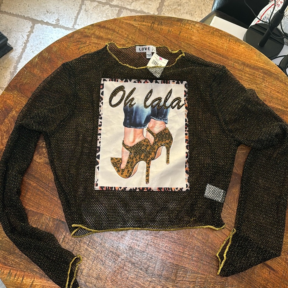 NWT Love J "Oh la la" Mesh Shirt